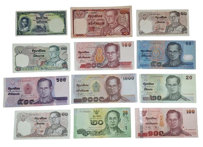 THAILANDIA. Lotto di 12 banconote. Date, tagli e conservazioni varie.