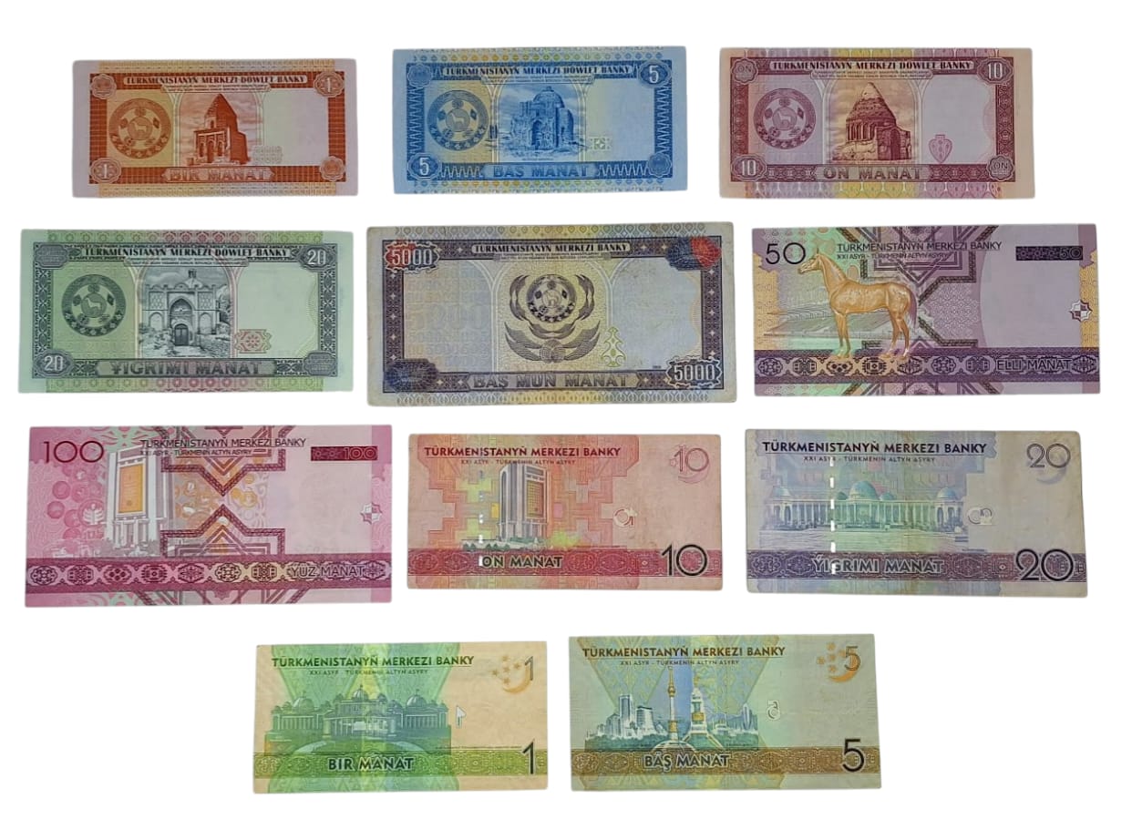 TURKMENISTAN. Lotto di 12 banconote. Date, tagli e conservazioni varie.