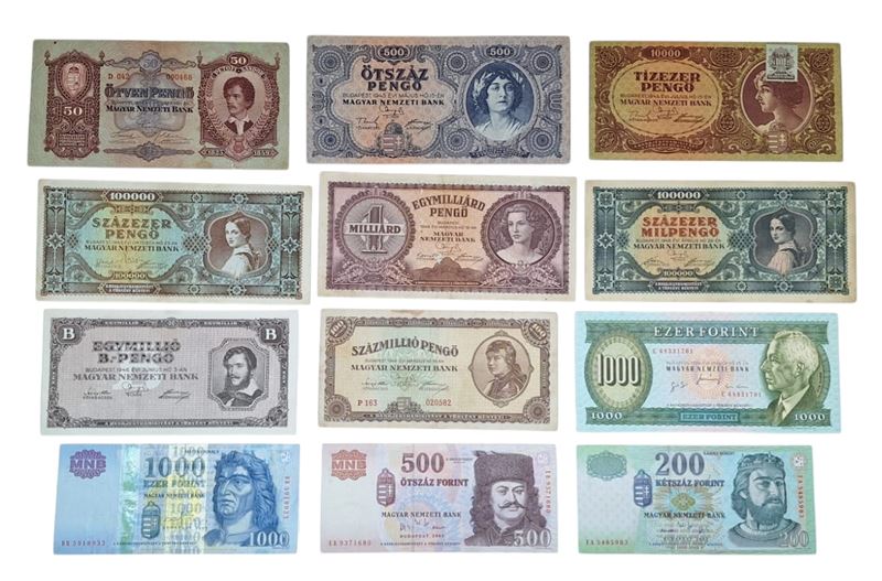 UNGHERIA. Lotto di 12 banconote. Date, tagli e conservazioni varie.