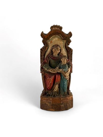 Scultura Indo-portoghese in Legno Policromo