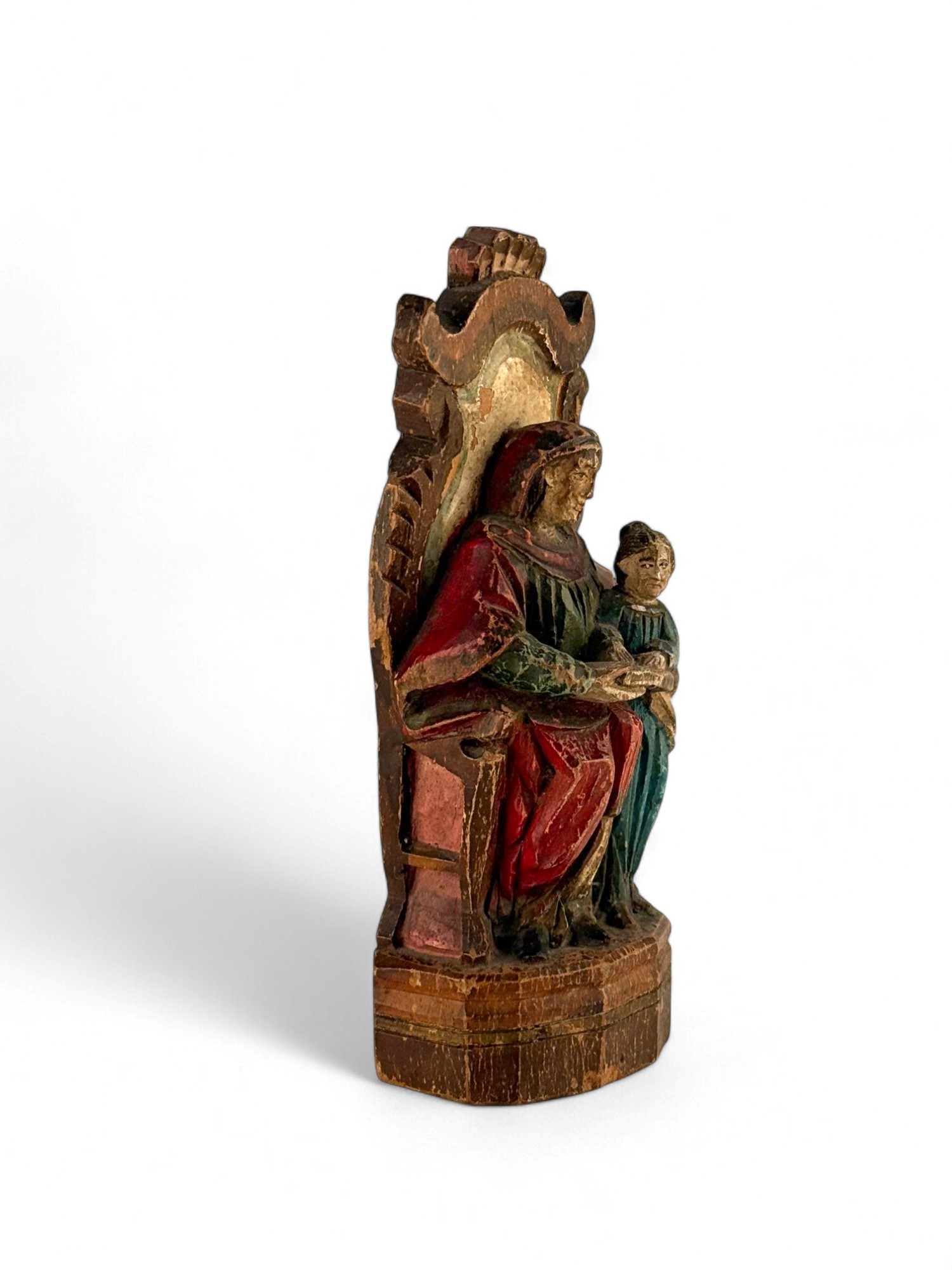 Scultura Indo-portoghese in Legno Policromo