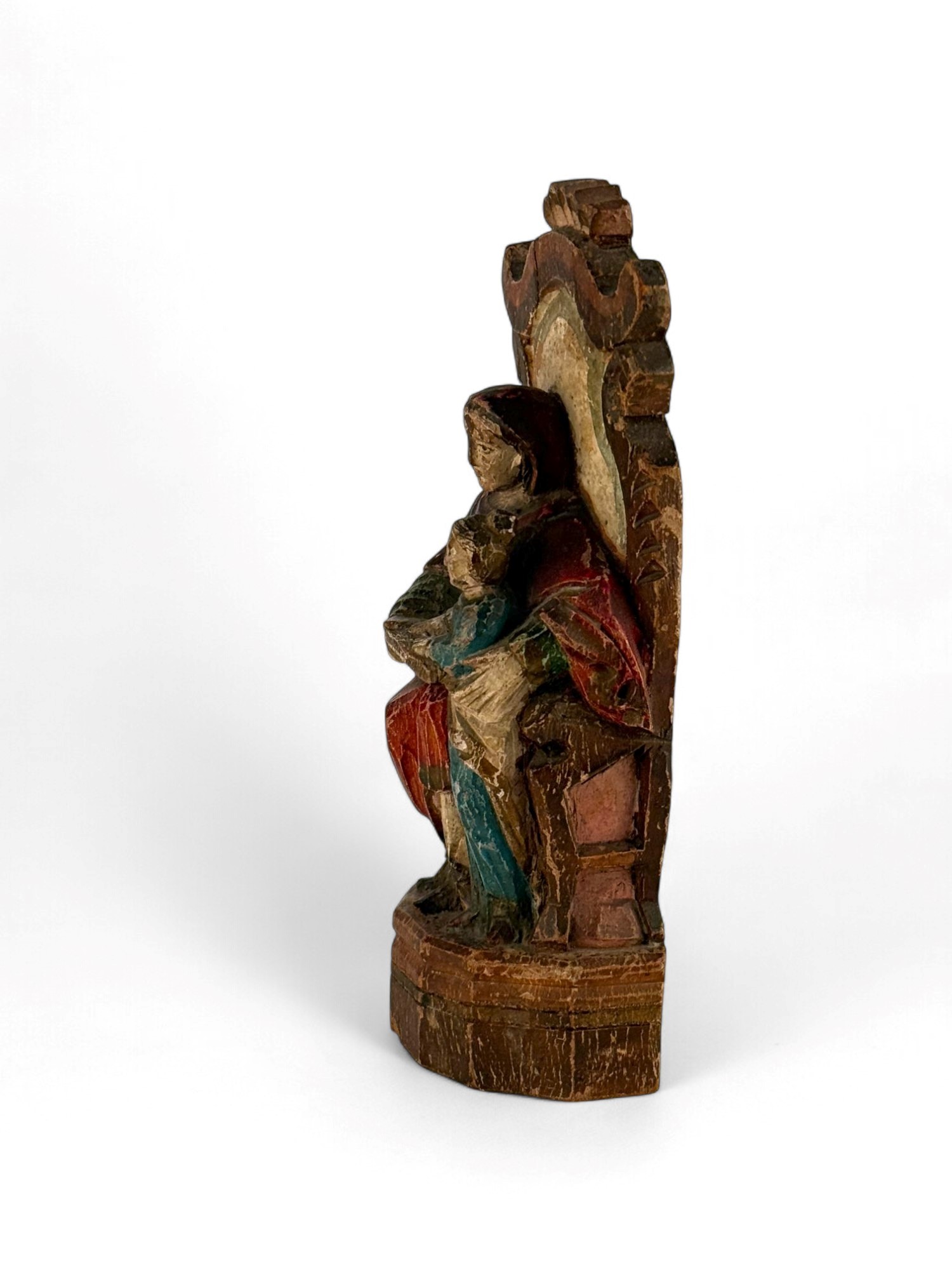 Scultura Indo-portoghese in Legno Policromo