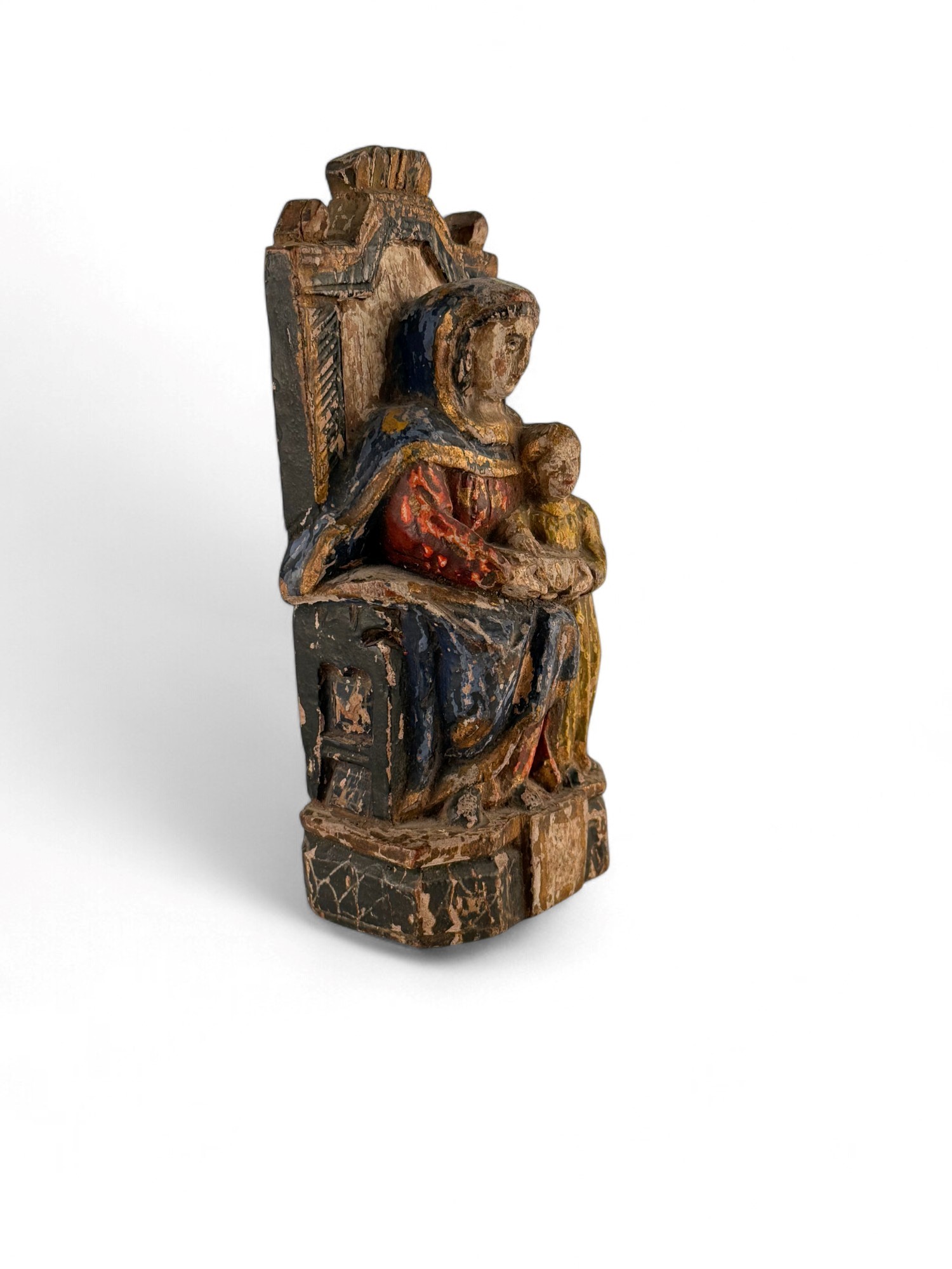 Scultura Indo Portoghese in Legno Policromo
