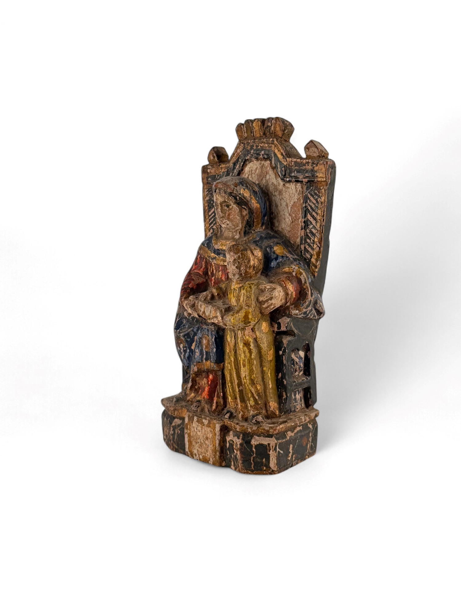 Scultura Indo Portoghese in Legno Policromo