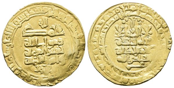 MONDO ISLAMICO. AFGHANISTAN. Ghaznavidi, Yamin al‑Dawla Abu'l‑Qasim Mahmud (AH 388‑421 / 998‑1030 AD), Dinar in oro. AU 4.75gr. Probabile Ex-mount