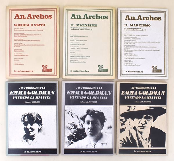 Edizioni La Salamandra. Biblioteca An.archos. Autobiografia di Emma Goldman. - 6 volumi in brossura editoriale