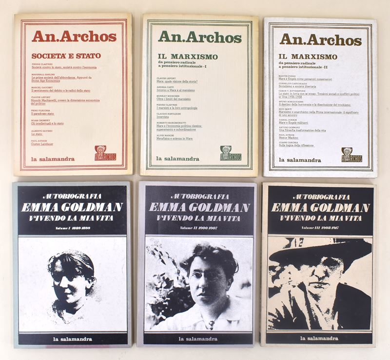 Edizioni la Salamandra. Biblioteca An.archos. Autobiografia di Emma Goldman. - 6 Volumi in Brossu...