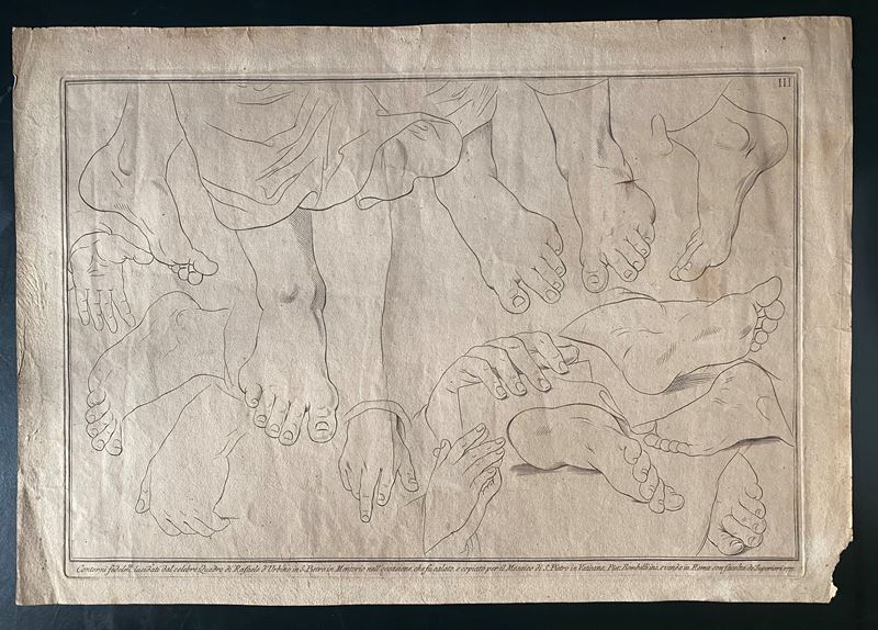 Pietro Leone Bombelli - Contorni ... Lucidati dal Celebre Quadro di Rafaele D'urbino in S. Pietro...