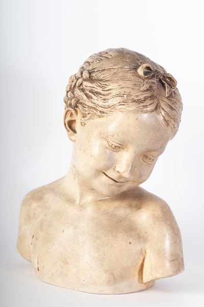 J.B. Pigalle, Busto di fanciulla, calco in gesso, inizi XX secolo