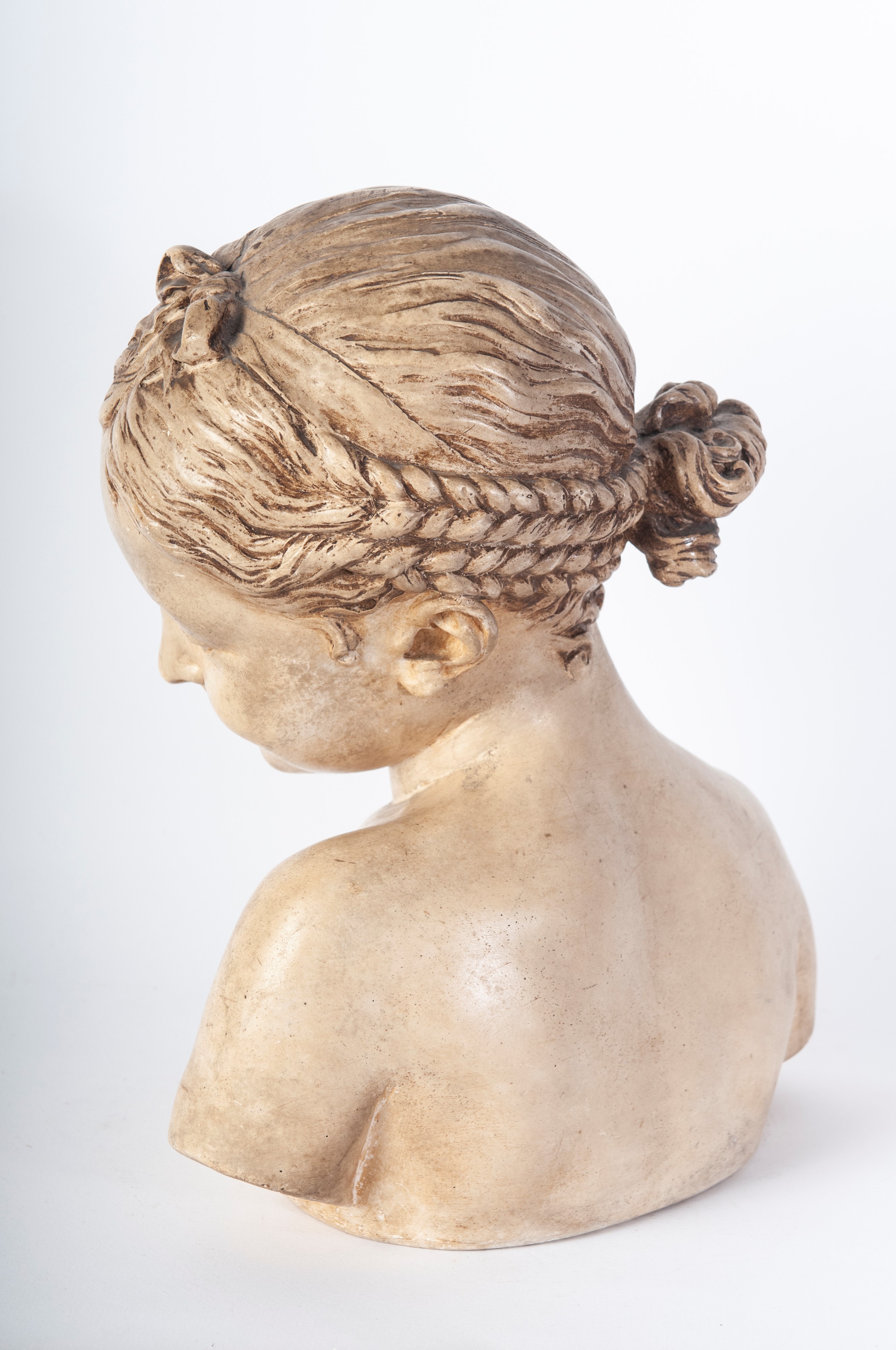 J.B. Pigalle, Busto di fanciulla, calco in gesso, inizi XX secolo