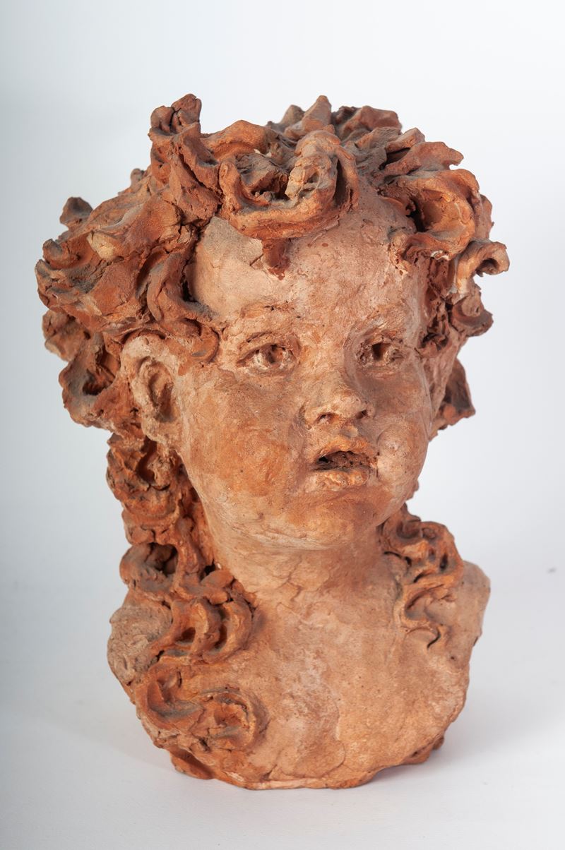 Busta di fanciulla, terracotta, prima metà XX secolo