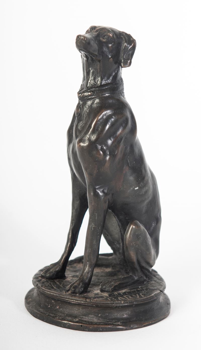 Alfred Barye - Levriero, scultura in bronzo a tutto tondo