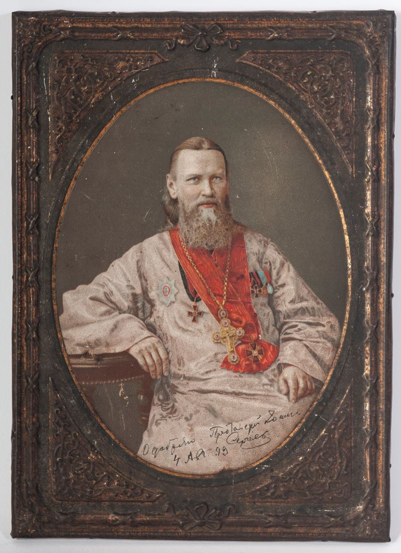 Ritratto virile, multiplo su metallo, 32 x 23 x 1,5 cm, datato 4 aprile 1899