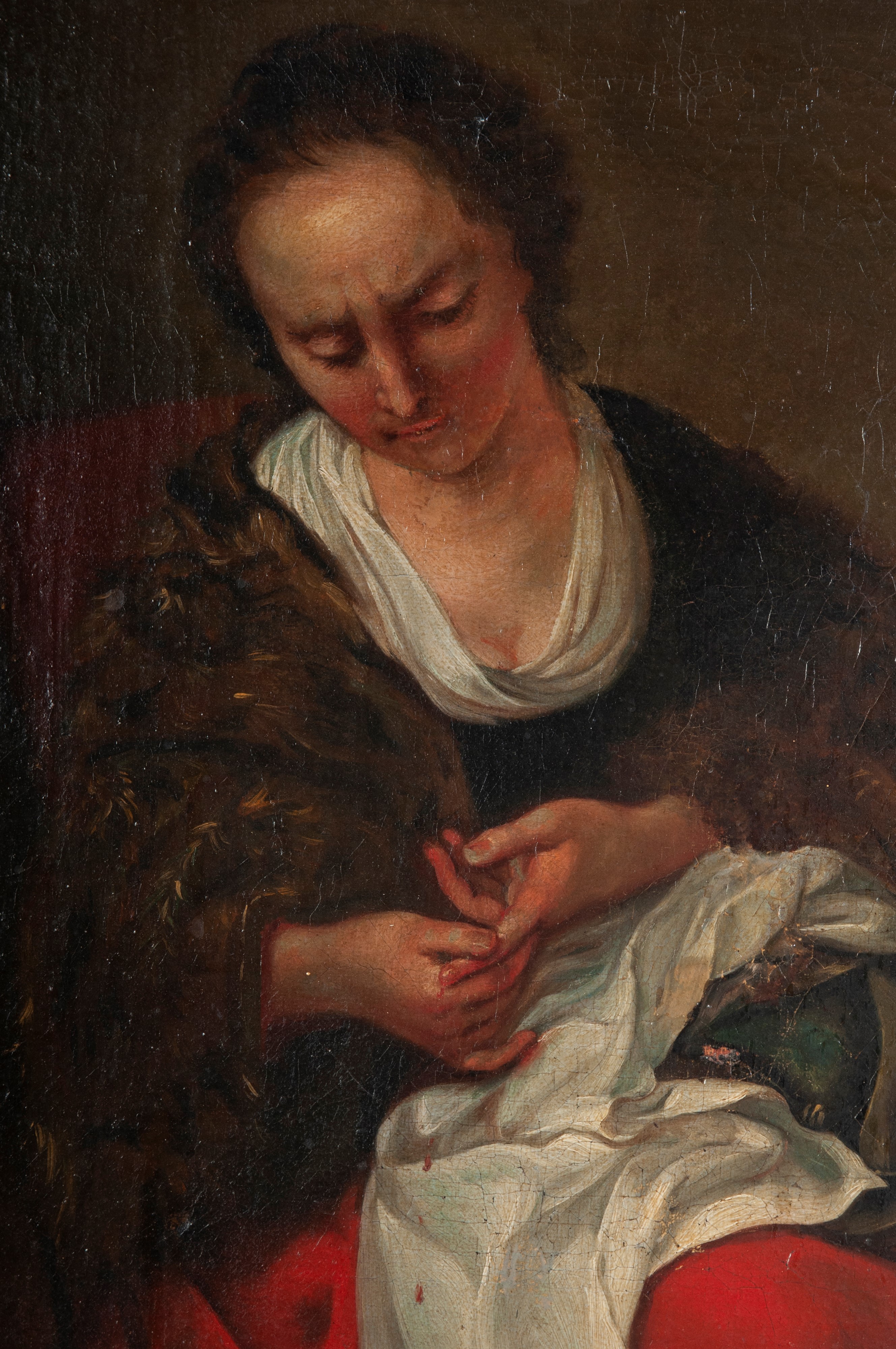 Autore Ignoto, Cucitrice, dipinto olio su tela