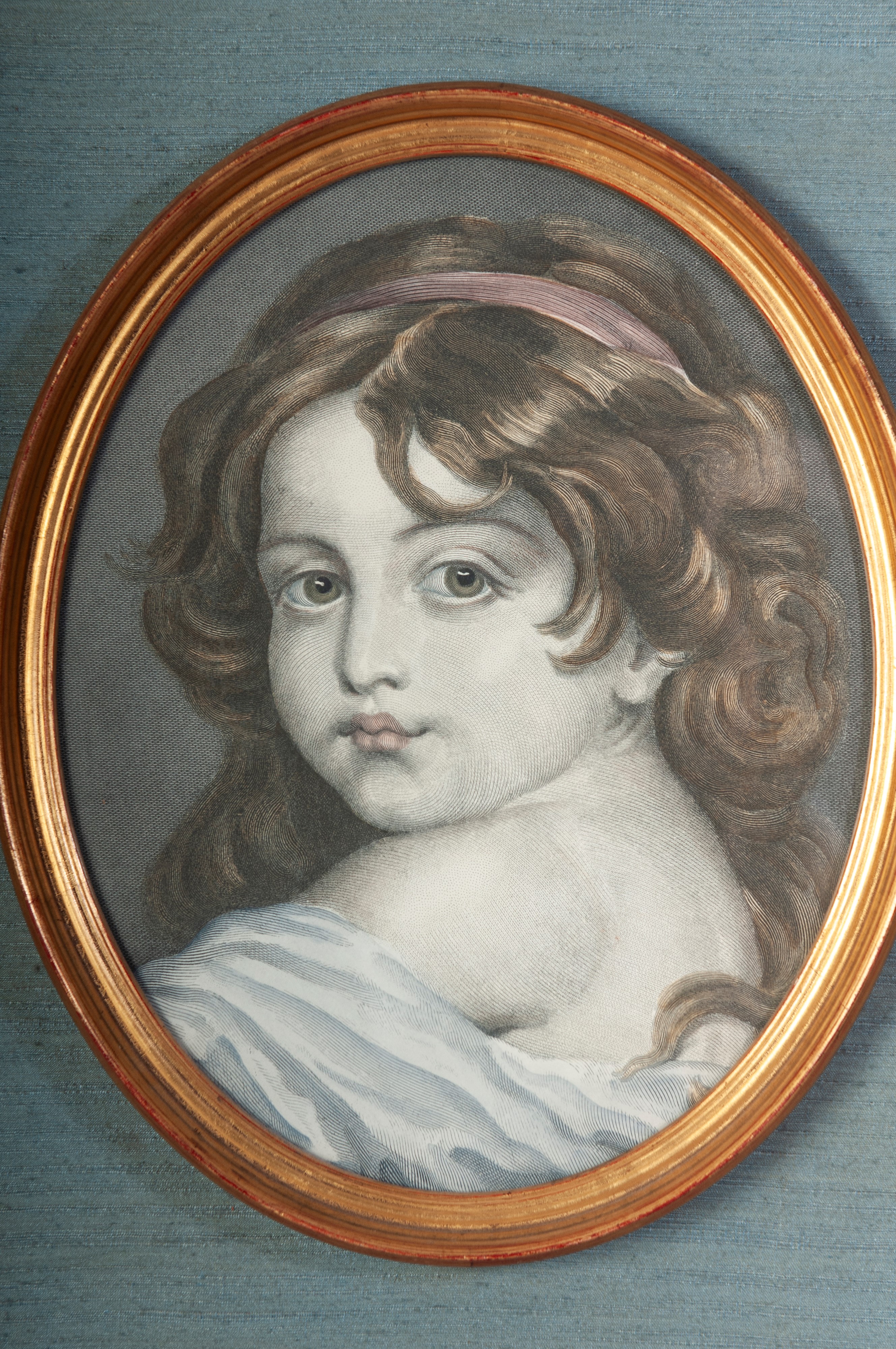 Busto di bambina, multiplo su carta, XIX secolo, 30 x 23 cm