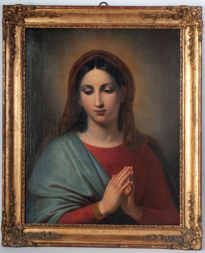 Scuola Italiana, Madonna orante, dipinto olio su tela