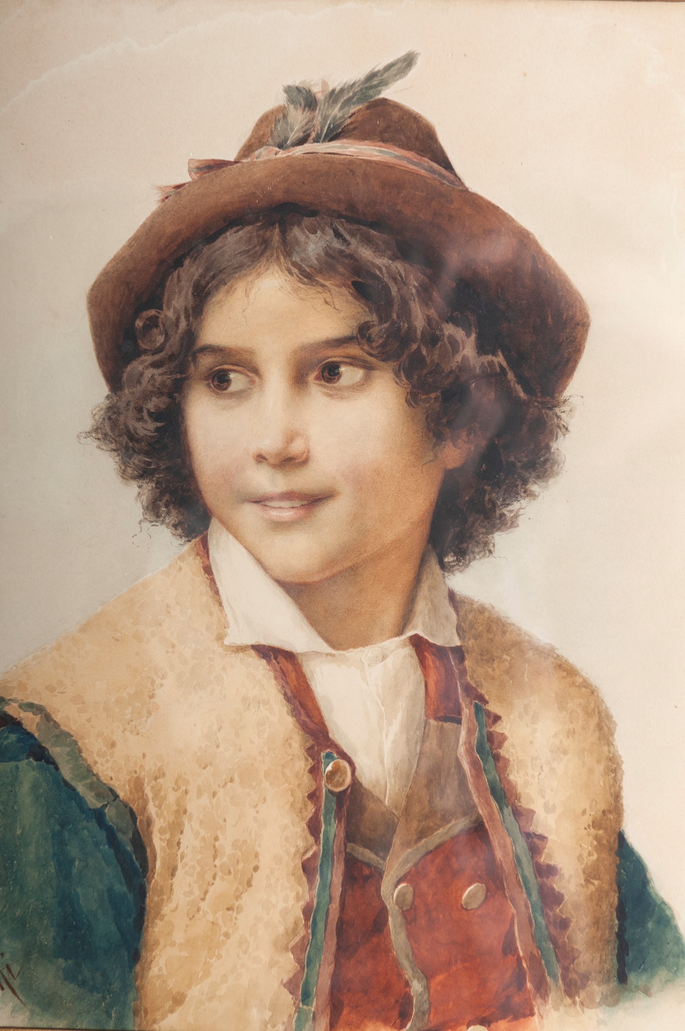 Filippo Indoni - Ritratto di fanciullo, acquarello su carta