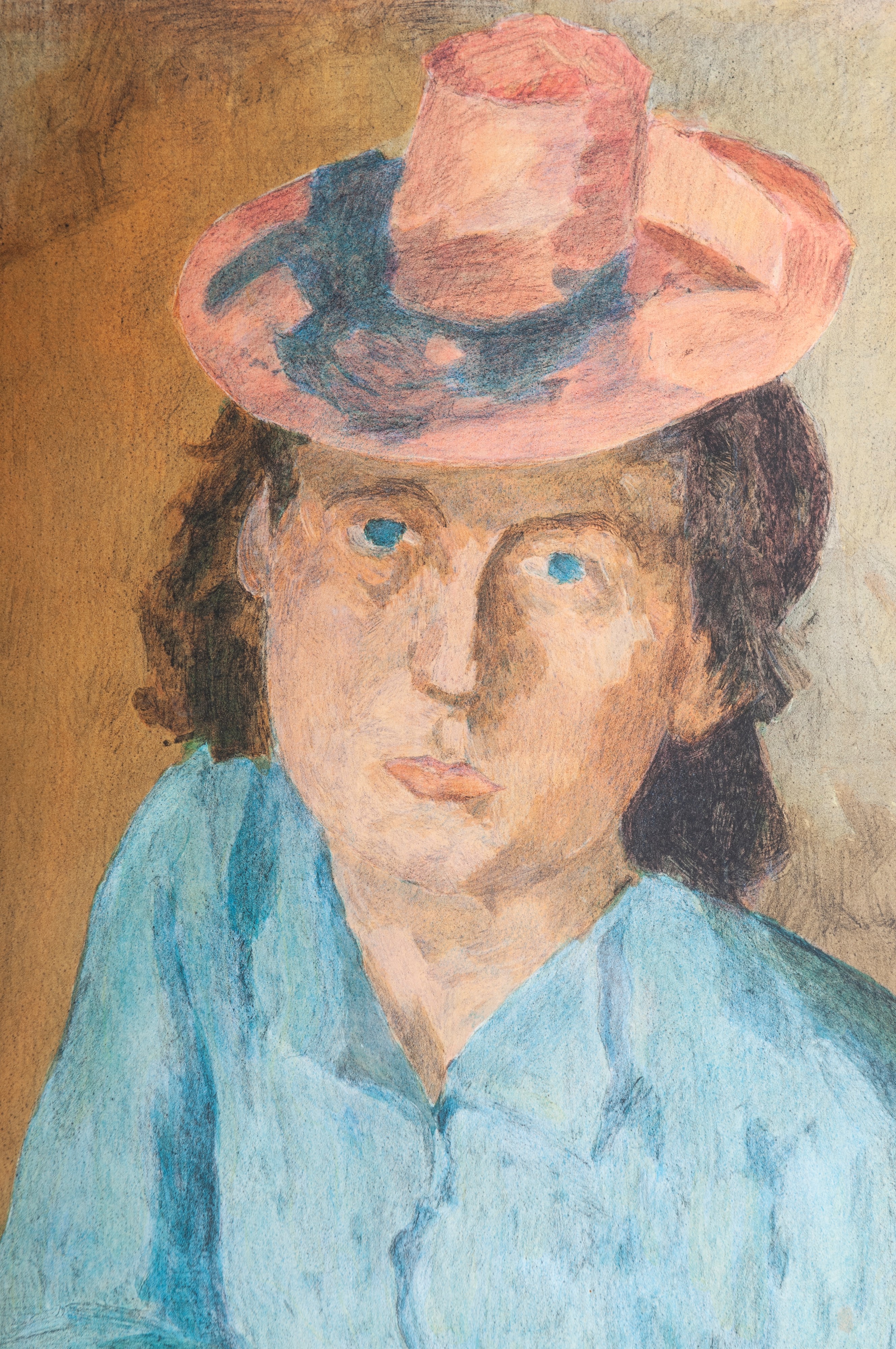 Donna con cappello, multiplo su carta