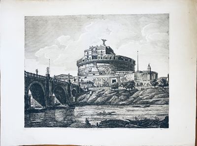 Veduta della Gran Mole Adriana, e Ponte Elio, in Oggi Ponte e Castel St. Angelo