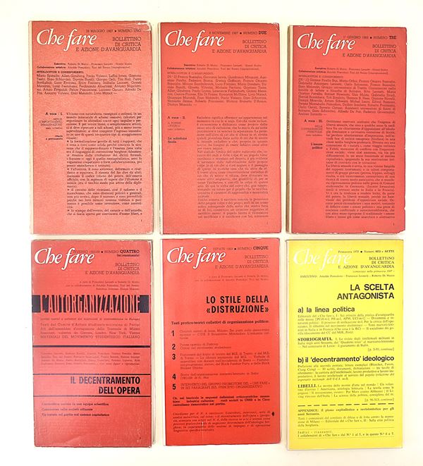 Che fare. Bollettino di critica e azione d'avanguardia, n. 1-7 - 6 volumi in brossura editoriale