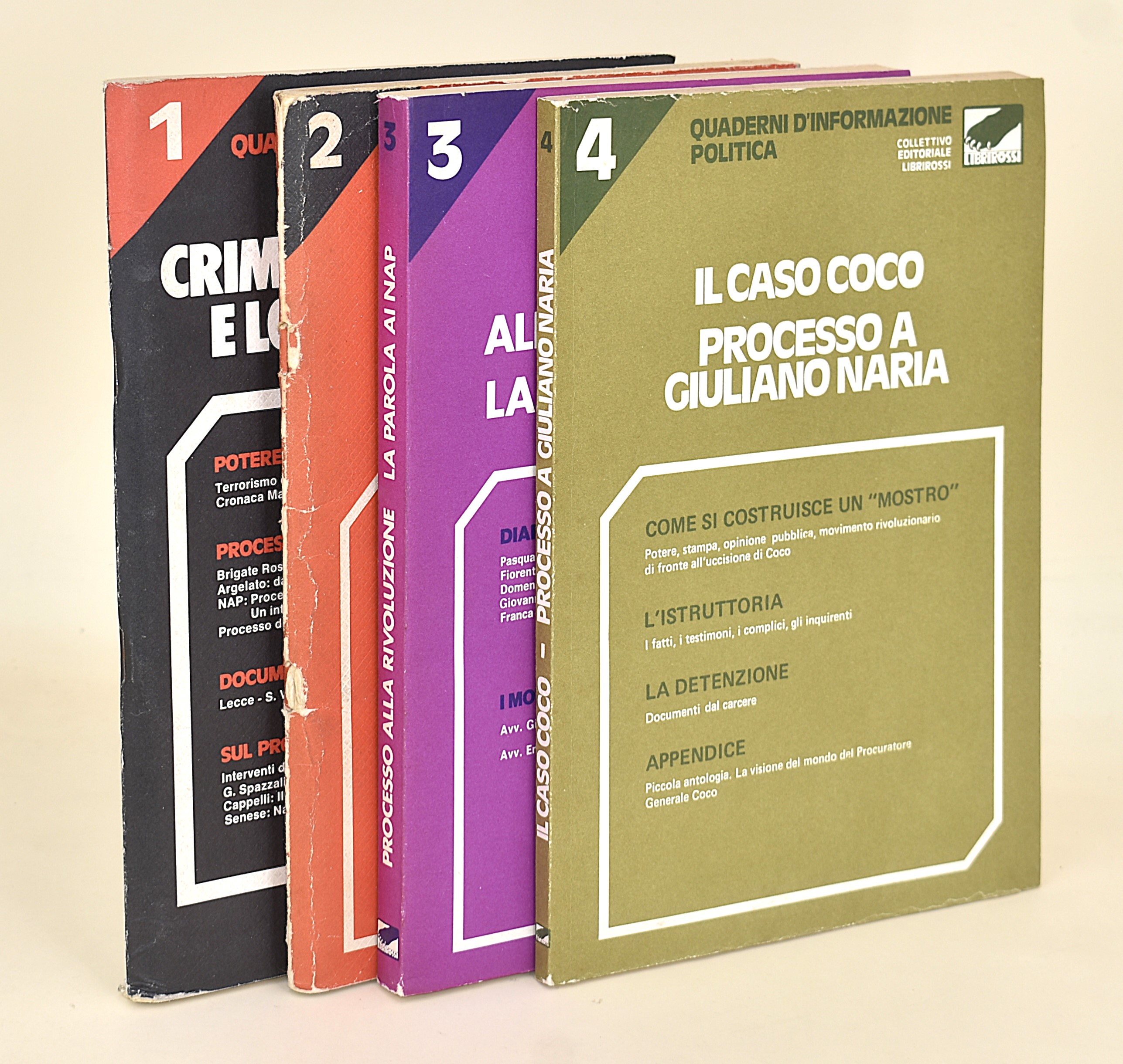 Quaderni D'informazione Politica Vol. 1-4. Collettivo Editoriale Librirossi 1976-1978. Brossure E...