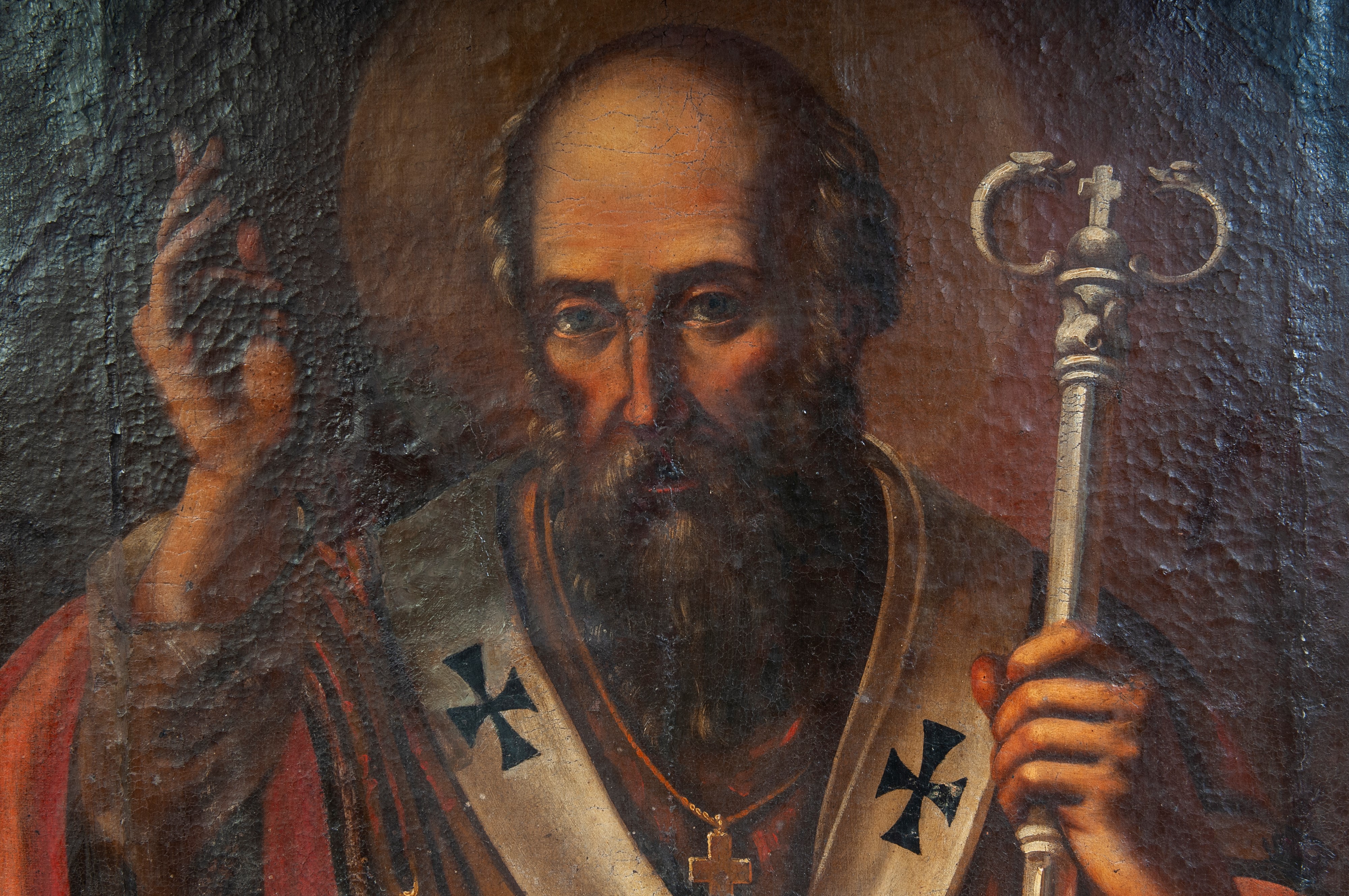 Artista italiano, San Nicola di Bari, dipinto ad olio su tela, 70 x 60 cm, fine XIX secolo