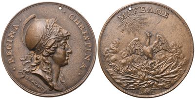 Personaggi. Cristina di Svezia (1626-1689). Medaglia 1665. Opus: Gioacchino Francesco Travani. Ae...