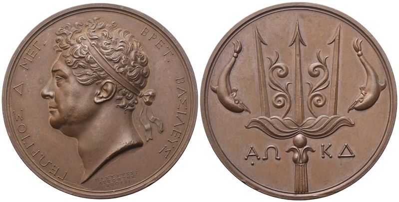 Inghilterra. Giorgio IV. Medaglia 1824 Omaggio della Grecia a Giorgio IV per L'aiuto Navale. Opus...