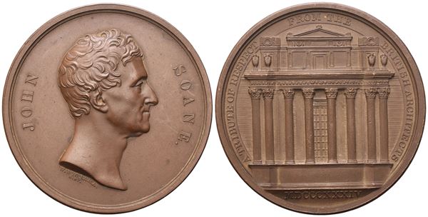 INGHILTERRA. PERSONAGGI. Sir John Soane. Medaglia 1834. Opus: Wyon. Ae. 57,5mm. BHM 1662. qFDC