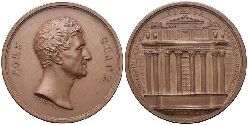 Inghilterra. Personaggi. Sir John Soane. Medaglia 1834. Opus: Wyon. Ae. 57,5mm. Bhm 1662. Qfdc