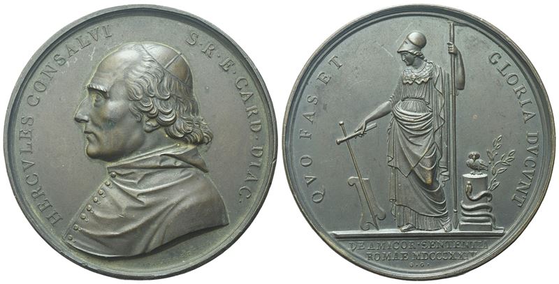 Personaggi. Roma. Ettore Consalvi (cardinale). Medaglia 1824. Opus: Giuseppe Cerbara. Ae; 54mm
