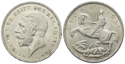 Inghilterra. Giorgio V (1910 - 1936). Crown 1935. Km 842. Ag. 28,28gr. in Astuccio