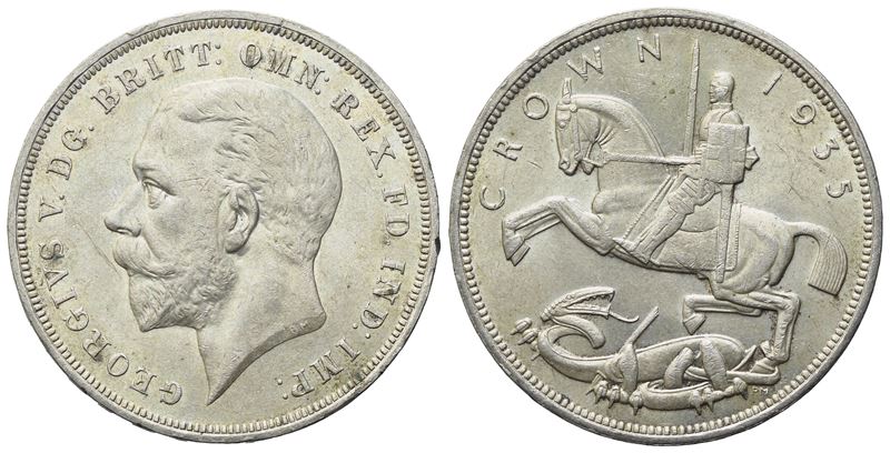 Inghilterra. Giorgio V (1910 - 1936). Crown 1935. Km 842. Ag. 28,28gr. in Astuccio