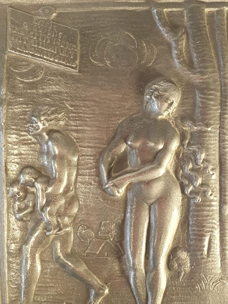 Placca con Adamo ed Eva