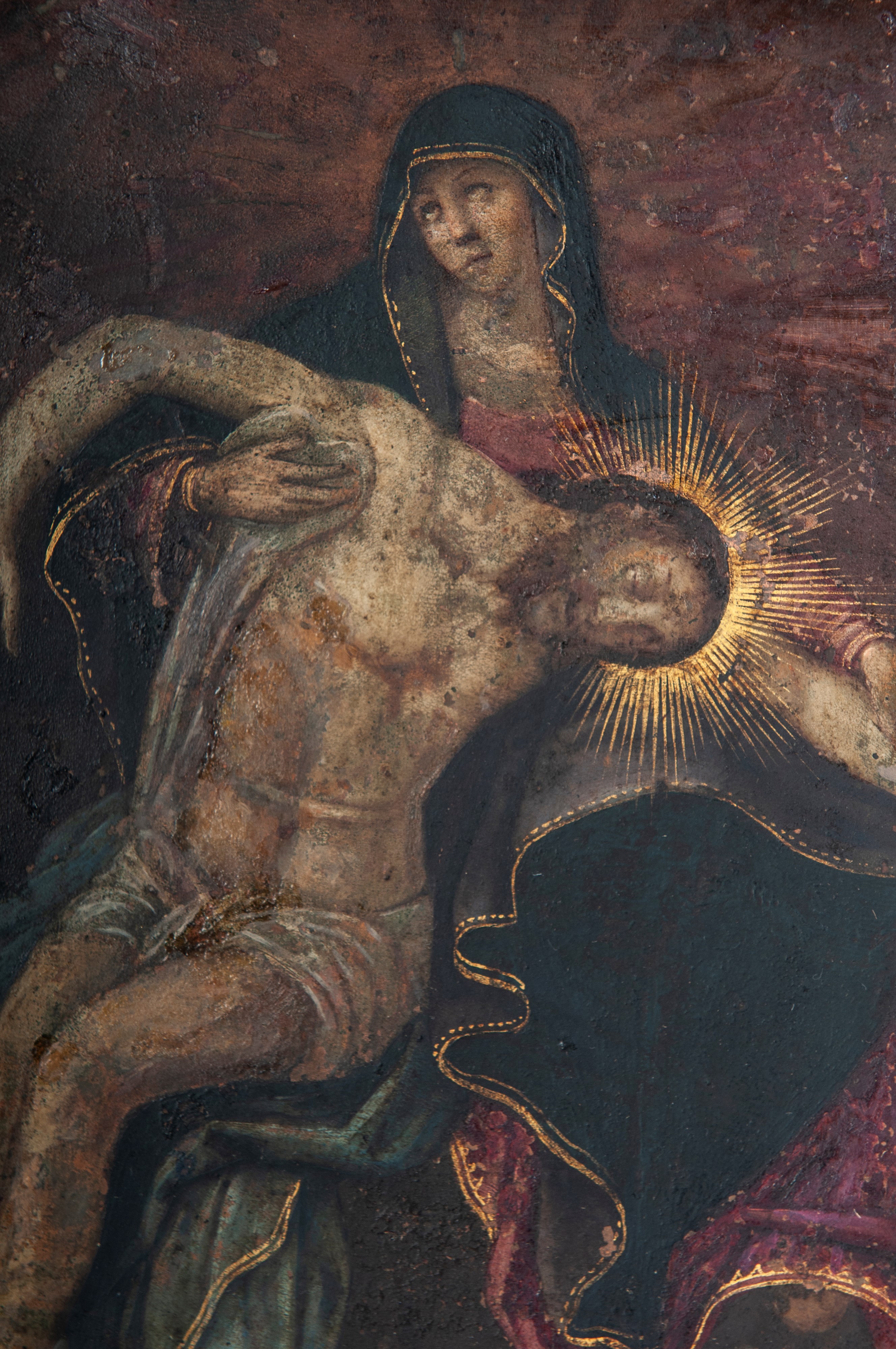 Artista Italiano, Cristo deposto dalla croce, dipinto ad olio su rame