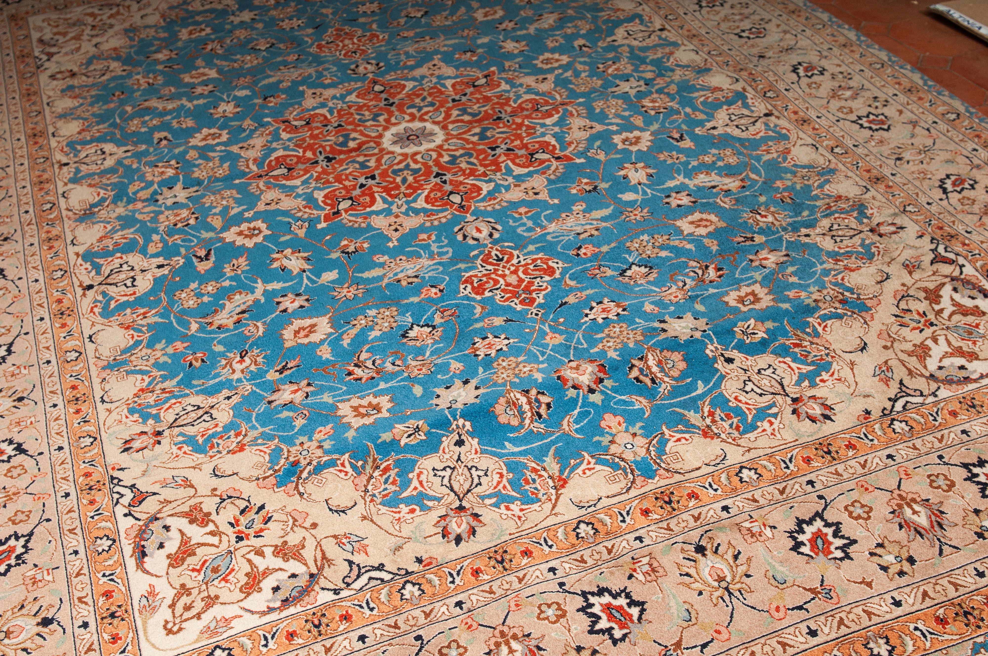 Tappeto persiano seta su cotone