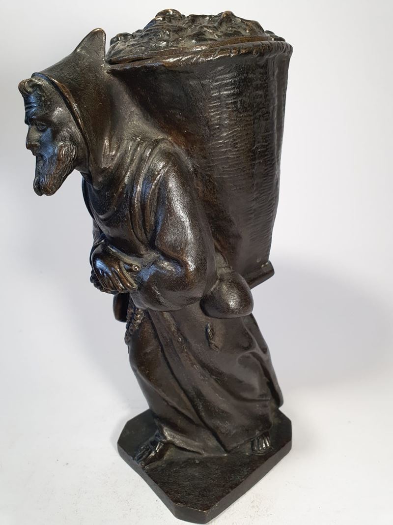 Frate gaudente, con un donna nuda nascosta nella gerla