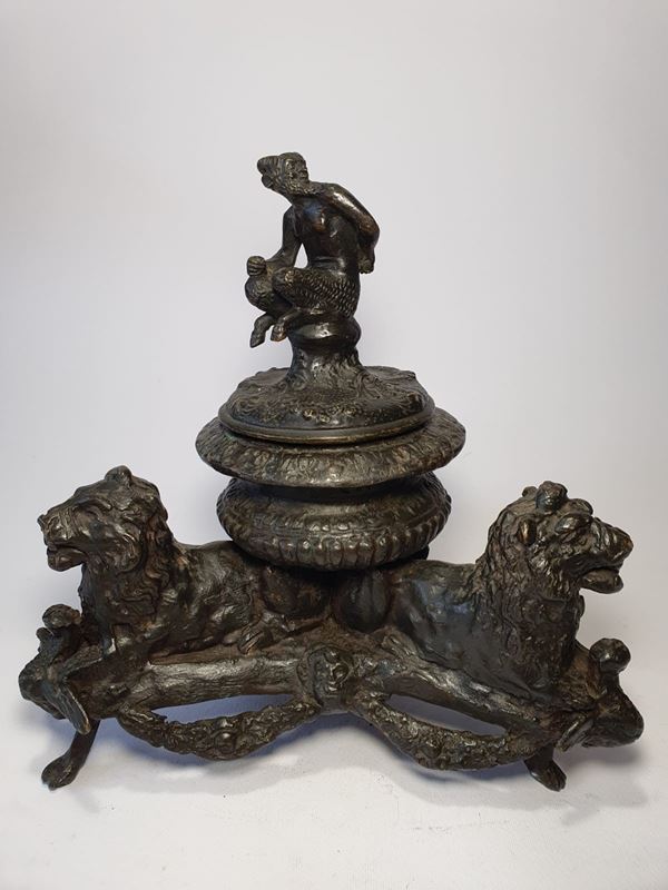 Large inkwell with satyr