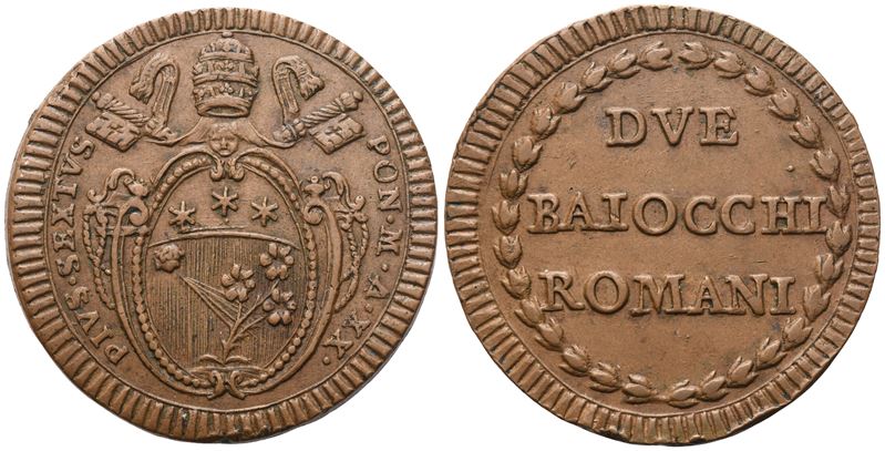 Pio VI, 2 Baiocchi (Stato Pontificio), Anno XX