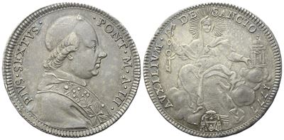 Pio VI, Mezzo Scudo dello Stato Pontificio (Roma), 1777 – Anno III