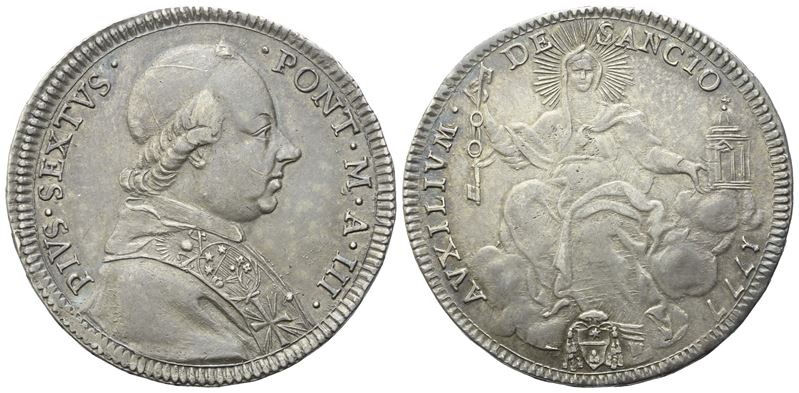 Pio VI, Mezzo Scudo dello Stato Pontificio (Roma), 1777 – Anno III