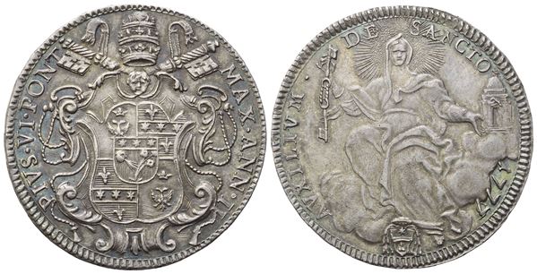 STATO PONTIFICIO. Roma. Pio VI (1775-1799). Mezzo Scudo 1777; Ag (13,24 g; 33,8 mm)