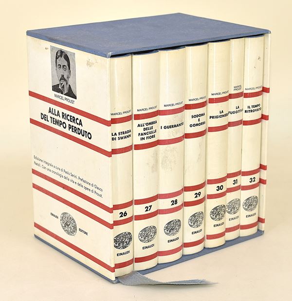 Marcel Proust, Alla ricerca del tempo perduto. Set di 7 volumi con cofanetto rigido editoriale. Einaudi NUE 1973