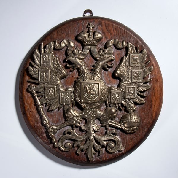 Russia zarista, stemma reale imperiale in metallo