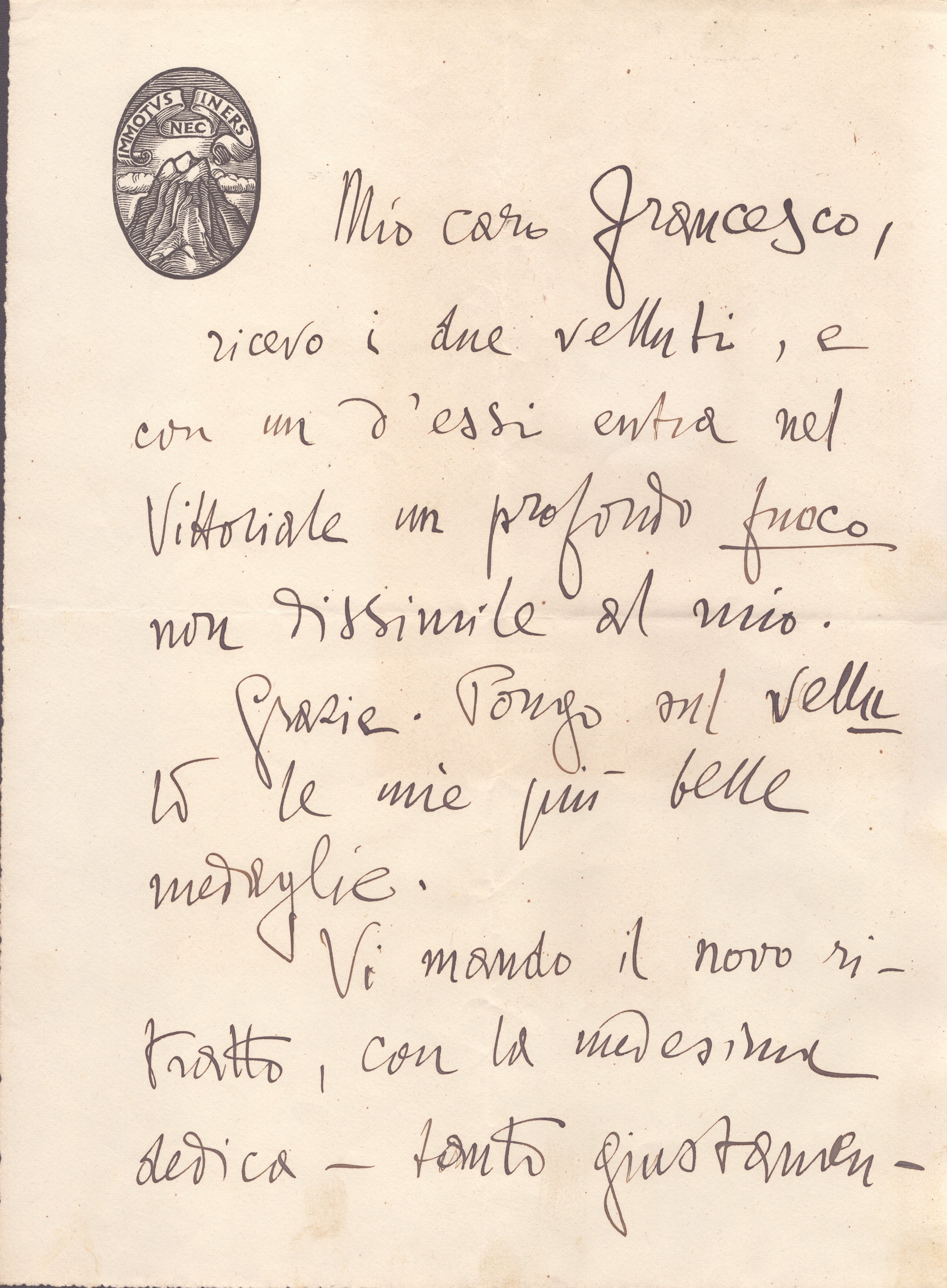 D'annunzio, Gabriele - Lettera e Raccoglitore, a Pasquinelli