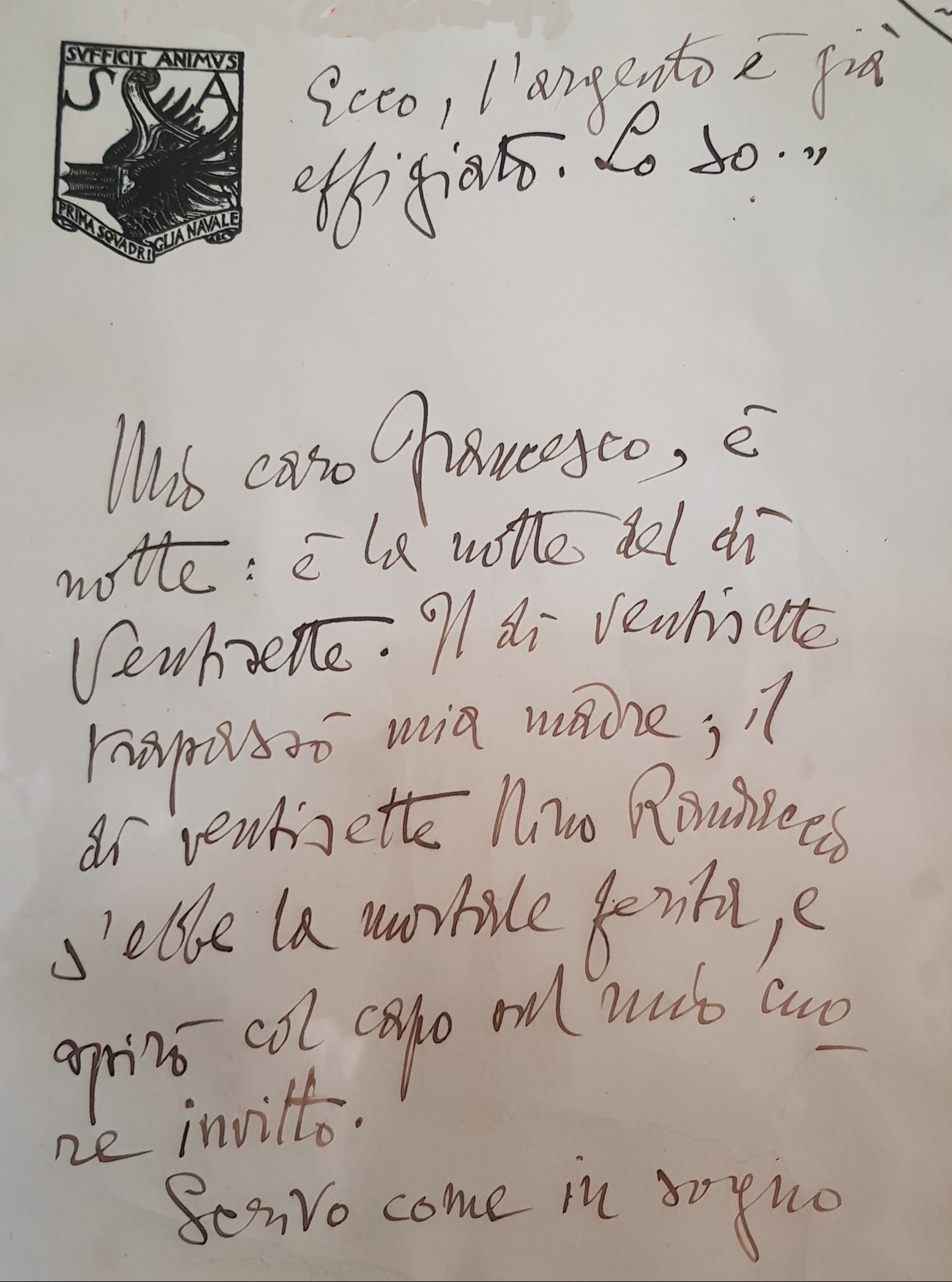 D'annunzio, Gabriele - Lettera a Pasquinelli - 1932