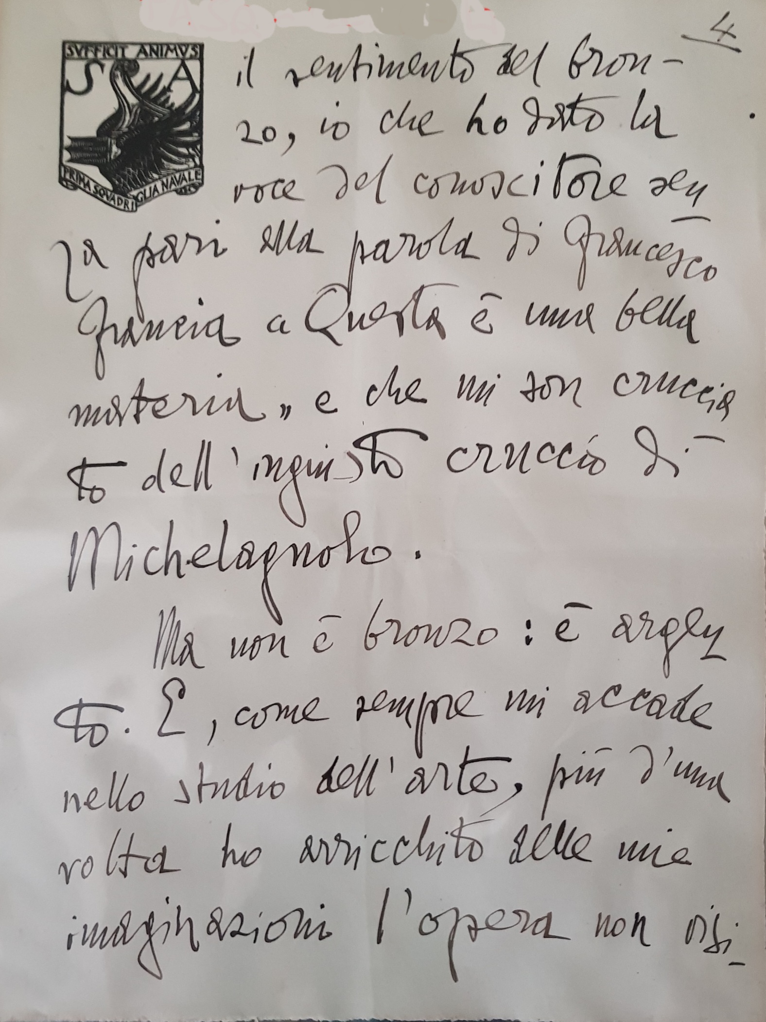 D'annunzio, Gabriele - Lettera a Pasquinelli - 1932