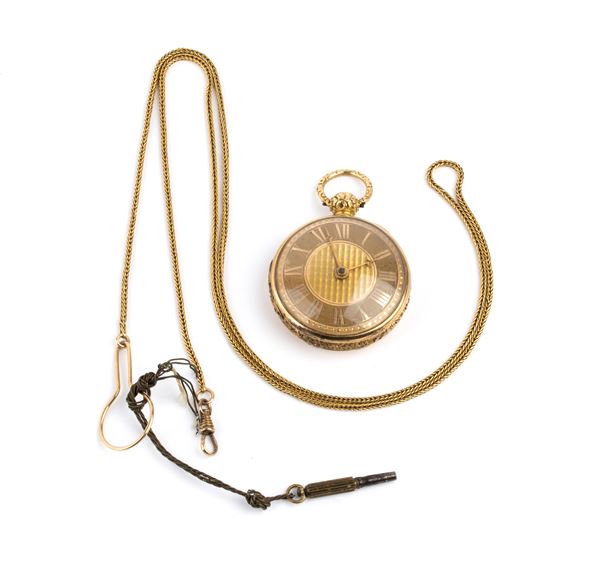 Orologio da tasca in oro 18k con catena