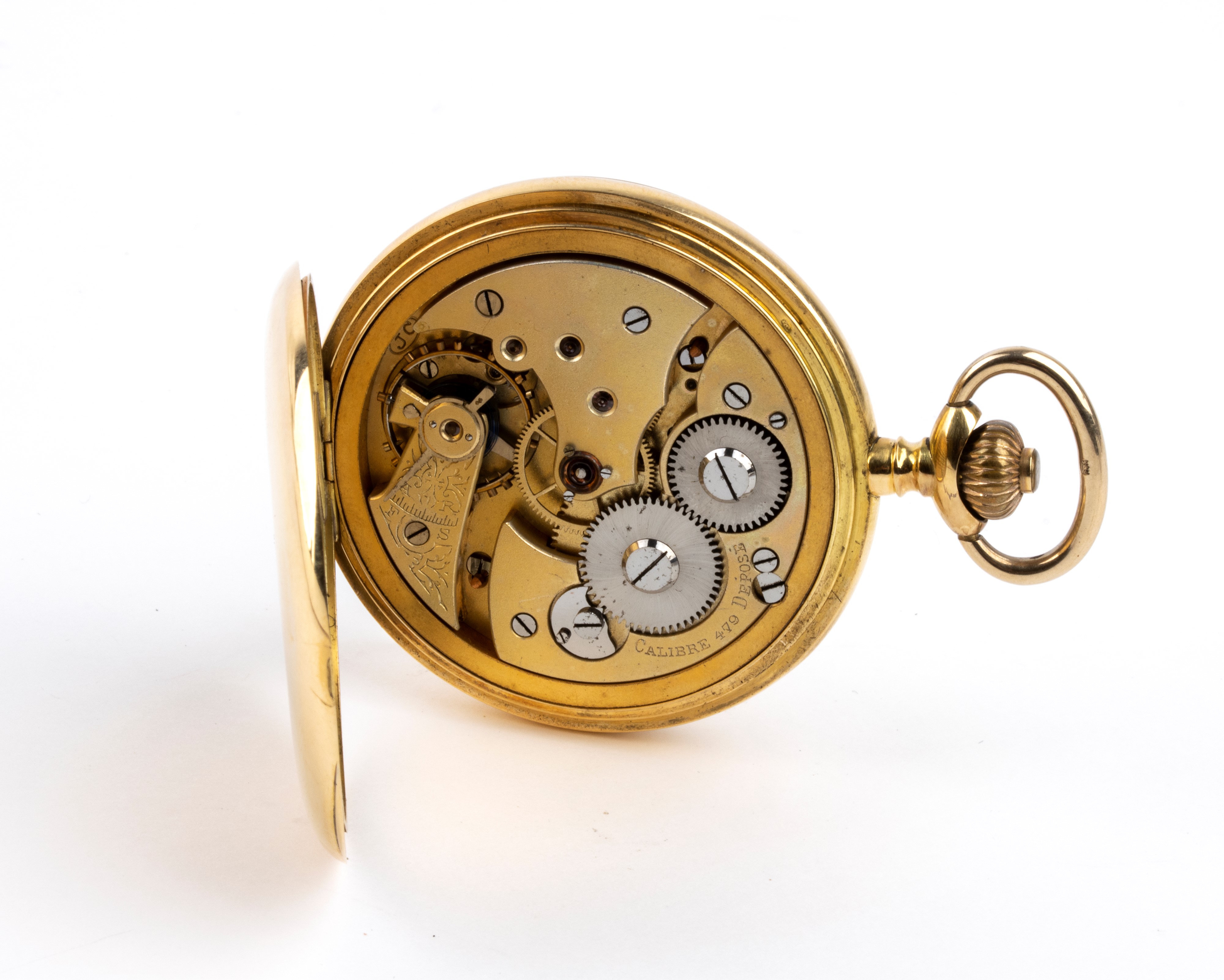 Jupiter - Orologio da tasca in oro 18k con doppia cassa Savonette e quadrante in smalto