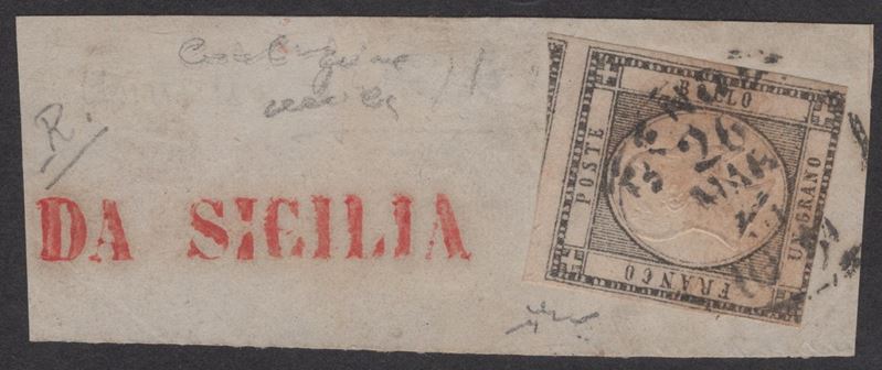 Provincie Napoletane, Francobollo da 1gr. annullato a Genova il 26.03.1861